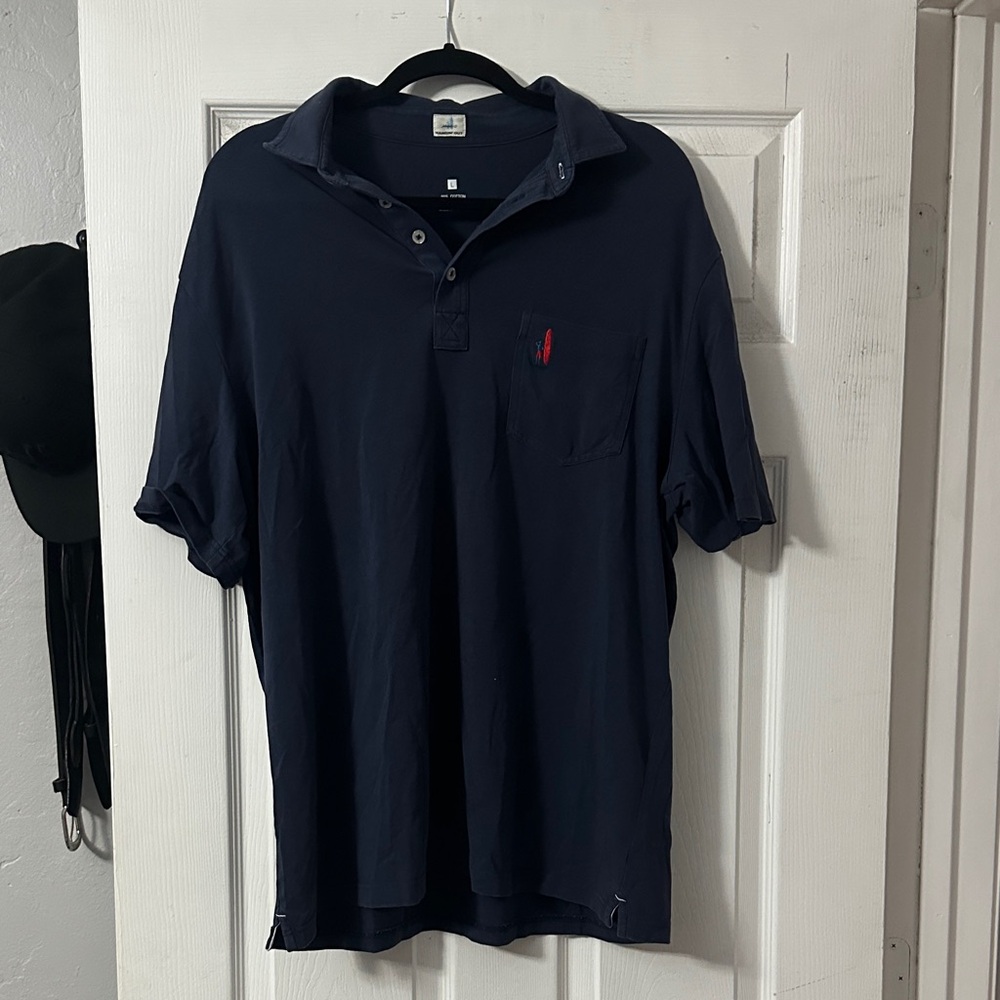 johnnie-O Dark Blue Polo Shirt with Red Accent